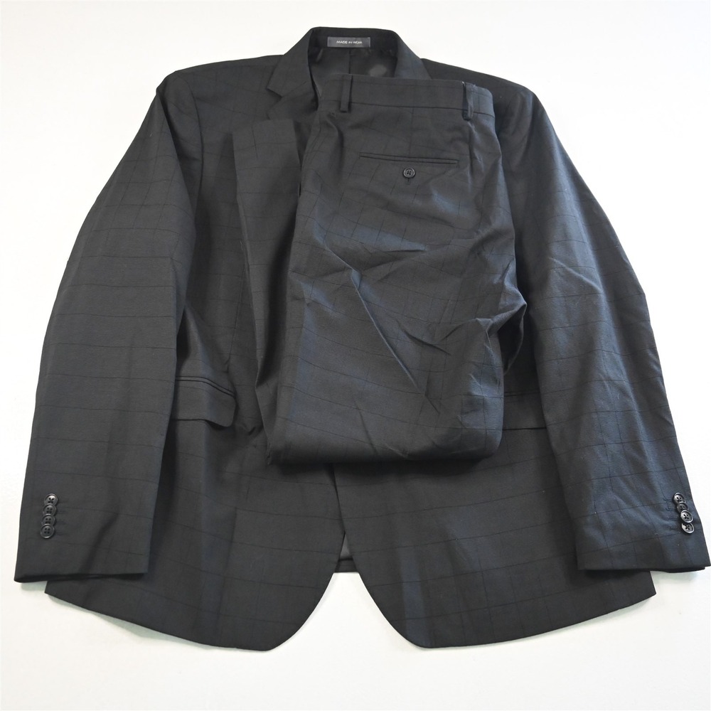 Wilke Rodriguez 48R 38x30 Gray Windowpane Check Slim Mens Jacket Pants Suit